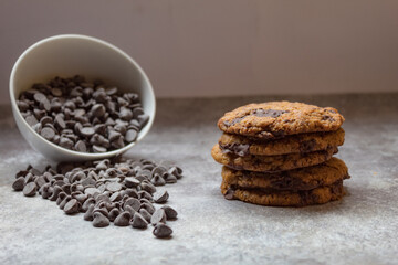 Chocolate chips cookies tower