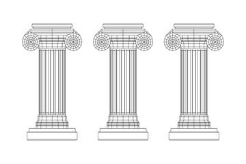 Greek ionic column. Ancient pillars.