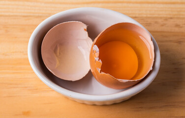 Eggs in a white ceramic cup