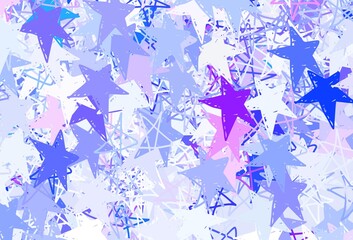 Fototapeta premium Light Blue, Red vector background with colored stars.