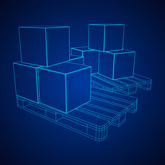 Cargo pallet for warehouse with boxes