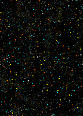 Vector illustration of colorful paint dripping texture on dark background.