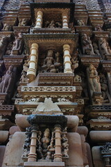 Fototapeta premium Khajuraho Group of Monuments, Hindu temples and Jain temples in Chhatarpur district, Madhya Pradesh, India, Nagra style architecture, UNESCO World Heritage Site.