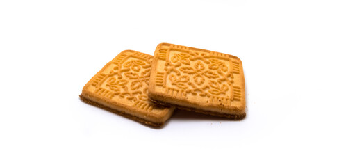 Beautiful square soviet cookies on white isolated background
