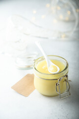 Traditional homemade lemon curd, canned