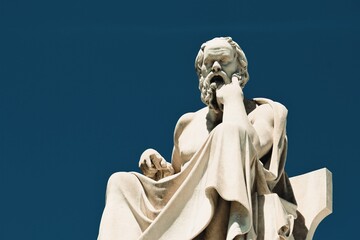 Statue of the ancient Greek philosopher Socrates in Athens, Greece. - obrazy, fototapety, plakaty
