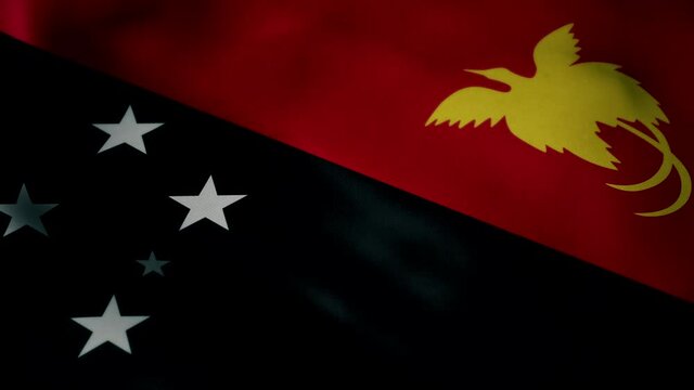 Flag of Papua New Guinea, slow motion waving. Looping animation. Ideal for sport events, led screen, international competitions, motion graphics etc.
