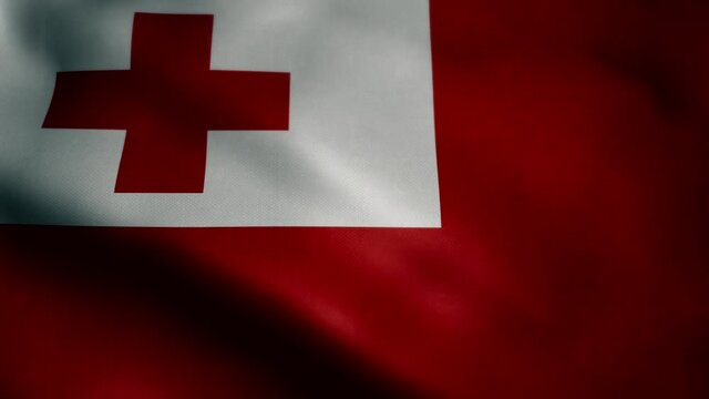 Flag of Tonga, slow motion waving. Looping animation. Ideal for sport events, led screen, international competitions, motion graphics etc.