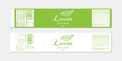 green leaves bottle label. vector