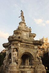 Fototapeta na wymiar Flora fountain, Hutatma Chowk, is an ornamentally sculpted architectural heritage monument , South Mumbai, India 