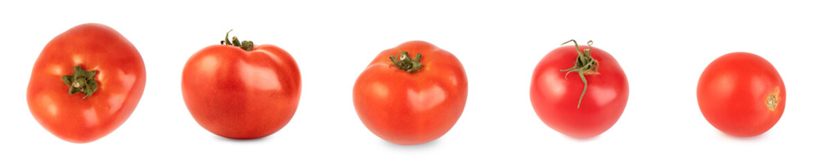 Close-up view of fresh tomato isolated on white background.