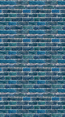縦長サイズの青色のレンガの壁紙のイラスト。シームレスパターン素材