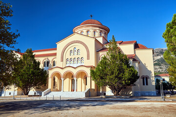 Fototapeta na wymiar Church of the Orthodox Monastery of St. Gerasimus on the island of Kefalonia