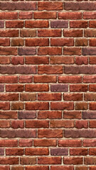 縦長サイズの茶色い赤レンガの壁紙。シームレスパターン素材