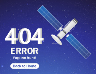 Obraz na płótnie Canvas 404 error page with satellite and stars Illustration Vector