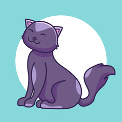cute cat sitting sweet. cartoon vector illustration