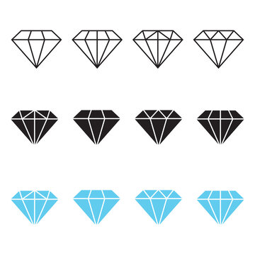 Diamond icons set, flat design