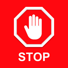 Stop Sign with Hand Set Icon. Vector Illustration