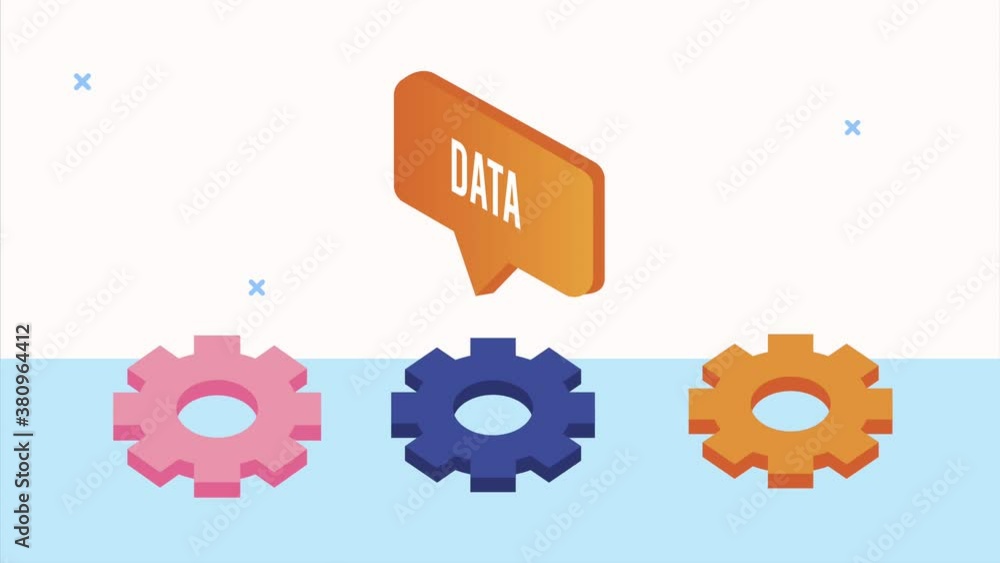 Poster gears machine settings and speech bubble animation