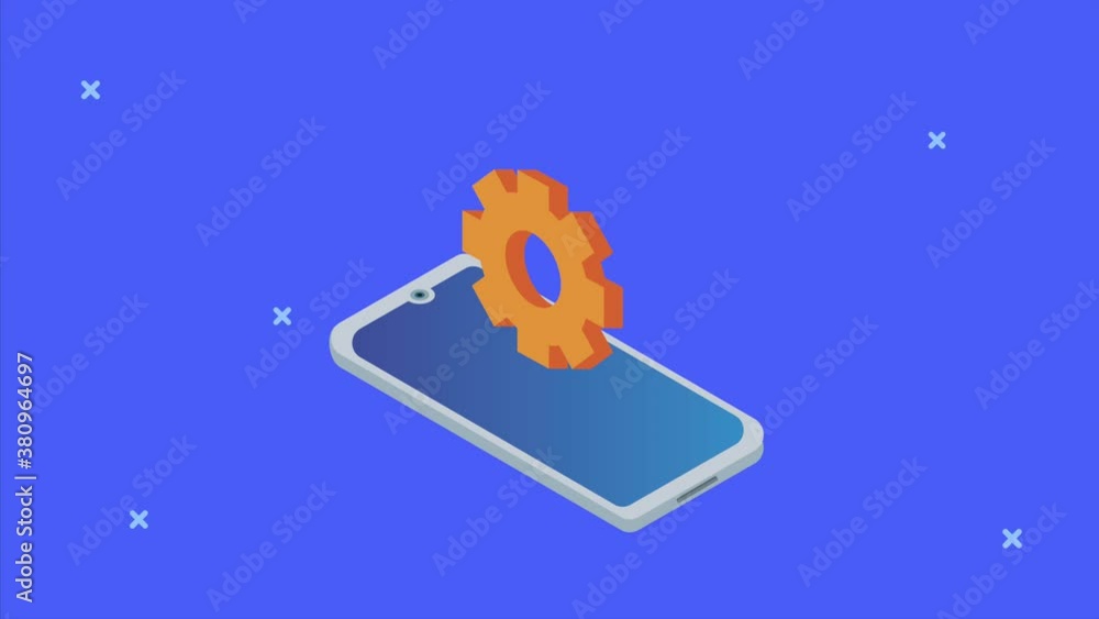 Poster data server analysis animation with smartphone and gear