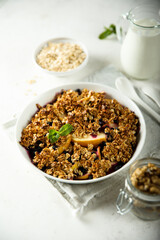 Traditional homemade fruit crumble with oats