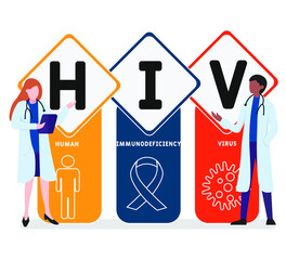Flat design with people. HIV  - Human Immunodeficiency Virus, medical concept. Vector illustration for website banner, marketing materials, business presentation, online advertising