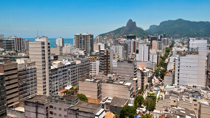 Skyline of Ipanema District in Rio de Janeiro from the Cantagalo Lookout Point