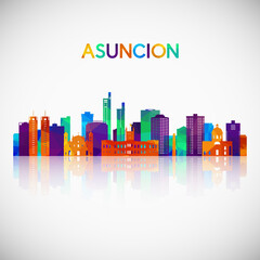 Asuncion skyline silhouette in colorful geometric style. Symbol for your design. Vector illustration.