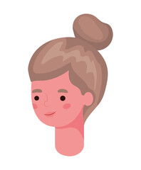 brown hair woman cartoon head vector design