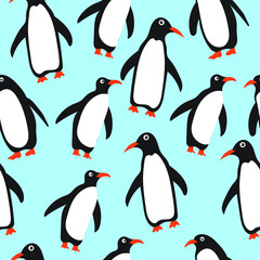 Fototapeta premium Penguins Seamless Background Pattern