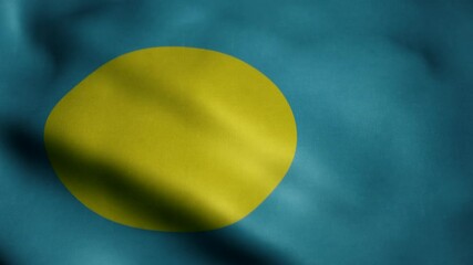 Flag of Palau, slow motion waving. Looping animation. Ideal for sport events, led screen, international competitions, motion graphics etc. - Powered by Adobe