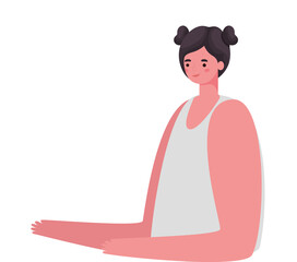 black hair woman cartoon vector design