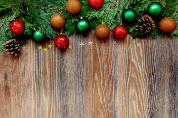 christmas decoration on wooden background