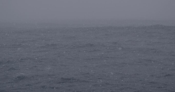 Slow motion imagery of crossing the Drake Passage to Antarctica in a storm. A dramatic scene with heavy wind and big waves. Shot in 4k with RED Epic Dragon.