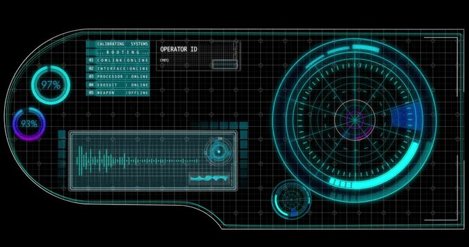 Science-Fiction hightech HUD with visor, automatical countdowns and hightech content, Loop, 4k DCI