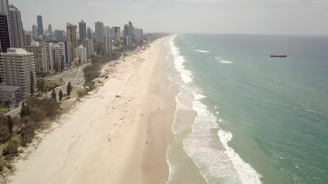 Drone footage over Broad Beach, Queensland, Australia.