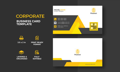 Stylish yellow abstract modern business card template design vector