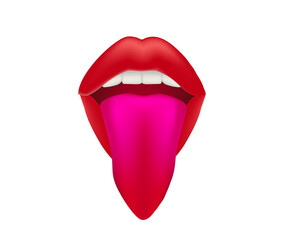 Sexy gesture. Lips poster in cartoon style. Vector illustration.