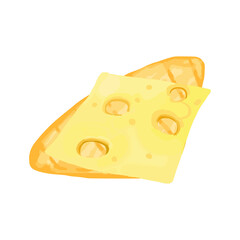 fried toast with a slice of cheese in vector illustration