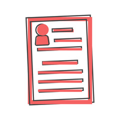 Resume vector icon on cartoon style on white isolated background.