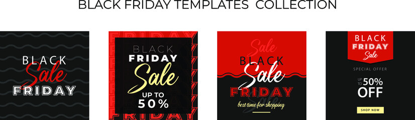 Black Friday Templates for posting on social media, Vector Backgrounds Offers
