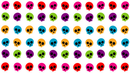 colored skulls day of the dead