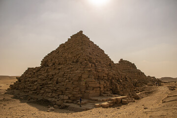 Panoramic view from Giza Desert, Architecture and historical place from Egypt, El Cairo 2018