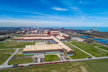 Fototapeta premium Large Steel Manufacturing Facility on Lake Michigan