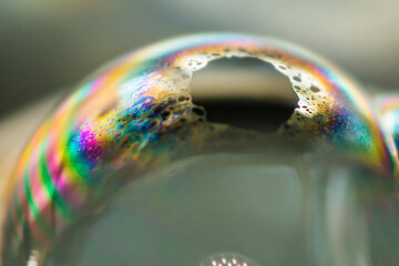 Soap bubbles close up. Soap bubbles sparkle in the sun.