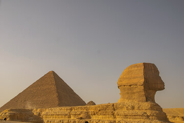 Panoramic view from Giza Desert, Architecture and historical place from Egypt, El Cairo 2018