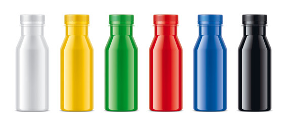 Set of Colored Plastic Bottles. Non-transparent version. 