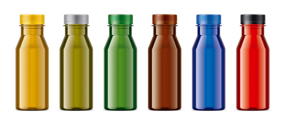 Set of Colored Plastic Bottles. Transparent version. 