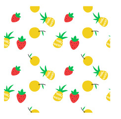 Fototapeta na wymiar orange,pineapple,strawberry seamless pattern
