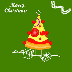.Illustration of New Year's pizza